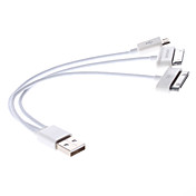 3-in-1 USB Date and Charging Cable for Samsung Cellphones and iPhone 4/4S