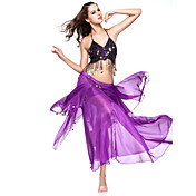 vrouwen dansen dragen chiffon met munten prestaties buikdans rok meer kleuren