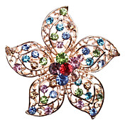 Hollow Cinco Pétalos de flores con broche colorido de aleación de cristal