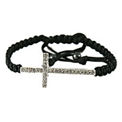 Delicate Crystal Inlaid Alloy Cross Shamballa Style Knot Bracelet