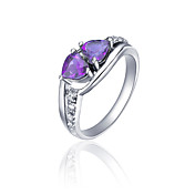 925 Anello Sterling Natural Ametista (1.4carat) (6 * 6 mm)