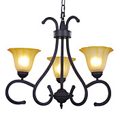 60W E27 Lustre fer rétro avec 3 lumières