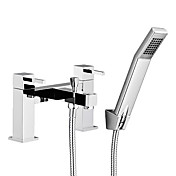 Contemporary Two Handles Centerset With Brass Handled Shower Head Tub Faucet Chrome Finish