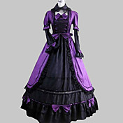 Long Sleeve Floor-length Purple Satin Cotton Aristocrat Lolita Dress