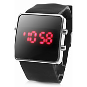 Unisex Sport Uhr mit Roter LED Anzeige (Schwarz)