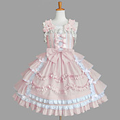 Ærmeløs Knælang Pink Cotton Aristocrat Lolita Dress