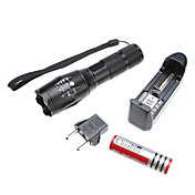 UltraFire 103C Fokus Einstellbare Zoom 3-Modus Cree XM-L T6 LED Taschenlampe Set (10W, 1000LM, 1x18650, 3xAAA)