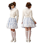 Manica lunga al ginocchio White and Blue Country Outfit cotone Lolita