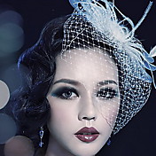 tulle splendido con copricapo di piume da sposa