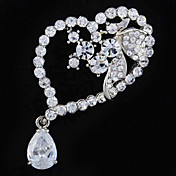 Hollow Heart-Shaped Zircon Pendant Alloy Brooch