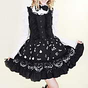 Long Sleeve Knee-length Black and White Cotton Princess Lolita Dress