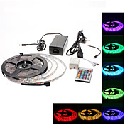 waterdichte 5m 300x5050 SMD RGB led strip licht met een 24-toets afstandsbediening en AC-adapter set (100-240v)
