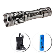 ultrafire e6 Fokus einstellbaren Zoom-5-Modus CREE XM-L T6 LED Taschenlampe Set (900lm, 1x18650, 3xAAA)