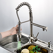 Contemporary Single Handle LED Pull-out Kictchen Faucet