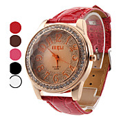 Diseño de la Mujer Shinning PU analógico de pulsera de cuarzo relojes de moda (colores surtidos)