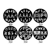 1pcs metal florece el 2D Nail Art Plate Imagen Stamp (colores surtidos, No.49-54)