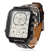 Männer Dreibettzimmer PC Movement PU Analog Quarz-Armbanduhr (schwarz)