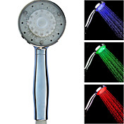 Contemporary Temperature Chrome Control 3 Colors Changing LED Handle Shower Head