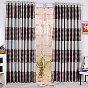 (Two Panels) Geometic Grey Print Blackout Curtains