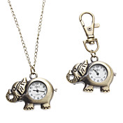 Unisex olifant Style Alloy Analoog Quartz sleutelhanger ketting horloge (Brons)
