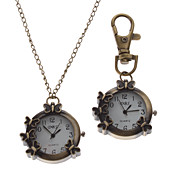 Unisex Estilo Borboleta liga Analógico Quartz Chaveiro Colar Watch (Bronze)