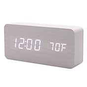cuboides madera estilo digital despertador calendario termómetro (blanco, usb/4xaaa)