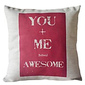 You and Me Cotton/Linen Decorative Pillow Cover