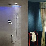 Messing LED Dusche Wasserhahn mit 10-Zoll Duschkopf + Handbrause