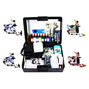 4 Carbon Steel Tattoo Machine Guns Kit for Liner og Shader med bæreveske