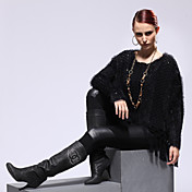 AYIASHA Bat Sleeve Stripe Wool Otter Rabbit Fur Pullover Sweater (Length:50CM)