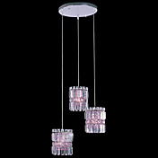 40W Crystal Modern Pendant Light with 3 Lights