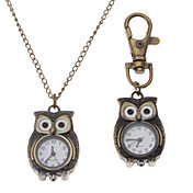 Unisex Uil Style Alloy Analoog Quartz sleutelhanger ketting horloge (Brons)