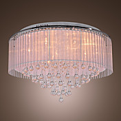 moderne krystal drop 8-lys flush mount med stof lampe