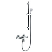 Wall Mount Moderne Chrome Finish Termostatisk Sliding Dusj Blandebatteri med 8 Inch dusjhode og hånddusj