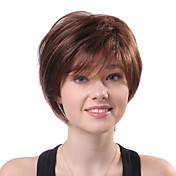 Capless Kurze Brown Wavy 100% Echthaar Perücken