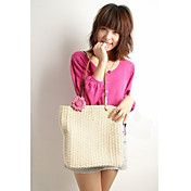Women's Solid Color Lovely Linen Woven Tote