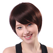 Capless Kurze Brown glattes 100% Echthaar Perücken