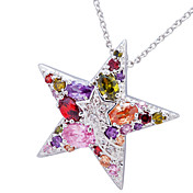 Stjerners Shape Alloy Plating 23k gull med Cubic Zirconia kvinner Necklace (Flere farger)