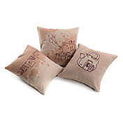 conjunto de 3 ocasional vida fronha de algodão / linho decorativo