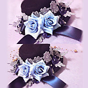 Håndlavet Black and Blue Polyester Aristocrat Lolita Hat med blomster
