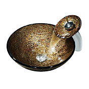 Zandsteen Style Gehard glazen vat zinken met waterval kraan, montage en water afvoer