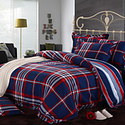 4pcs Tartan-Plaid voller Bettbezug Set