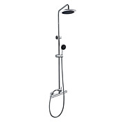 Contemporary Chrome Finish Thermostatic Wall Mount Shower Faucet with 8 Inch Shower Head and Hand Shower