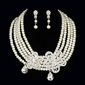 Prachtige Parels Met Juwelen Rhinestone Vrouwen set inclusief ketting, oorbellen