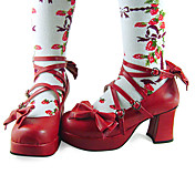 Pure Color Handmade Couro PU 7,5 centímetros do salto alto Sapatos Sweet Lolita