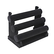 Capa de Terciopelo Negro Pulsera Triple T-Bar Jewelry Display Stand rack