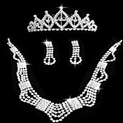 Liga de moda com strass Set Mulher jóias, incluindo colar, brincos, tiara