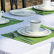 Set Of 4 Green Color Linen Placemats