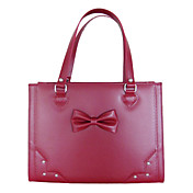 Met de hand gemaakte Office Lady Wine Red PU Leather Classic Lolita Zak met strik