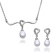 Fin Cuprum Med Cubic Zirconia / Pearl kvinner smykker Set inkludert kjede, øredobber